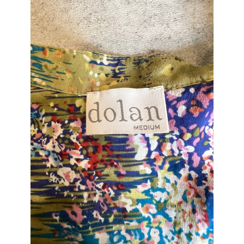 Anthropologie Dolan Floral Watercolor Blouse Medium Silk Blend‎ Boho 3/4 Sleeve - Picture 5 of 8